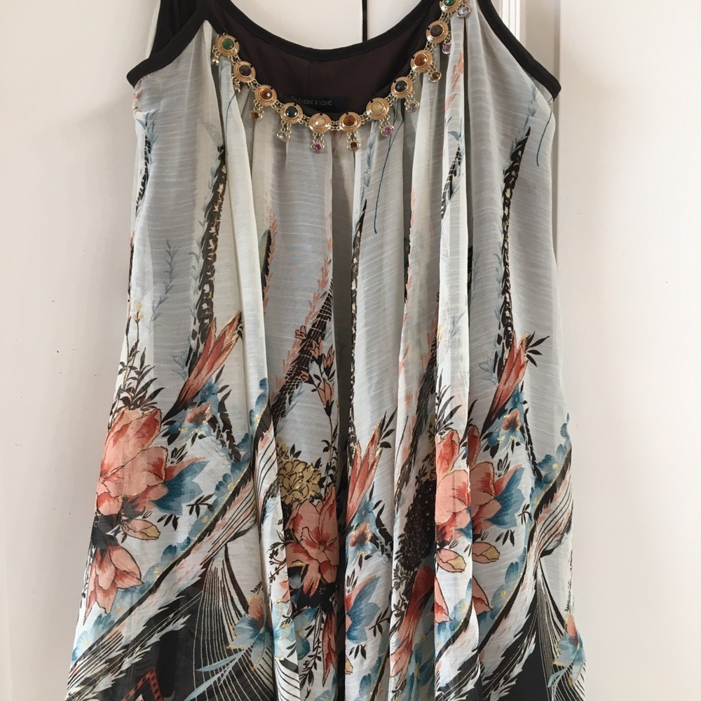 Boho tunic tank with jewel accents